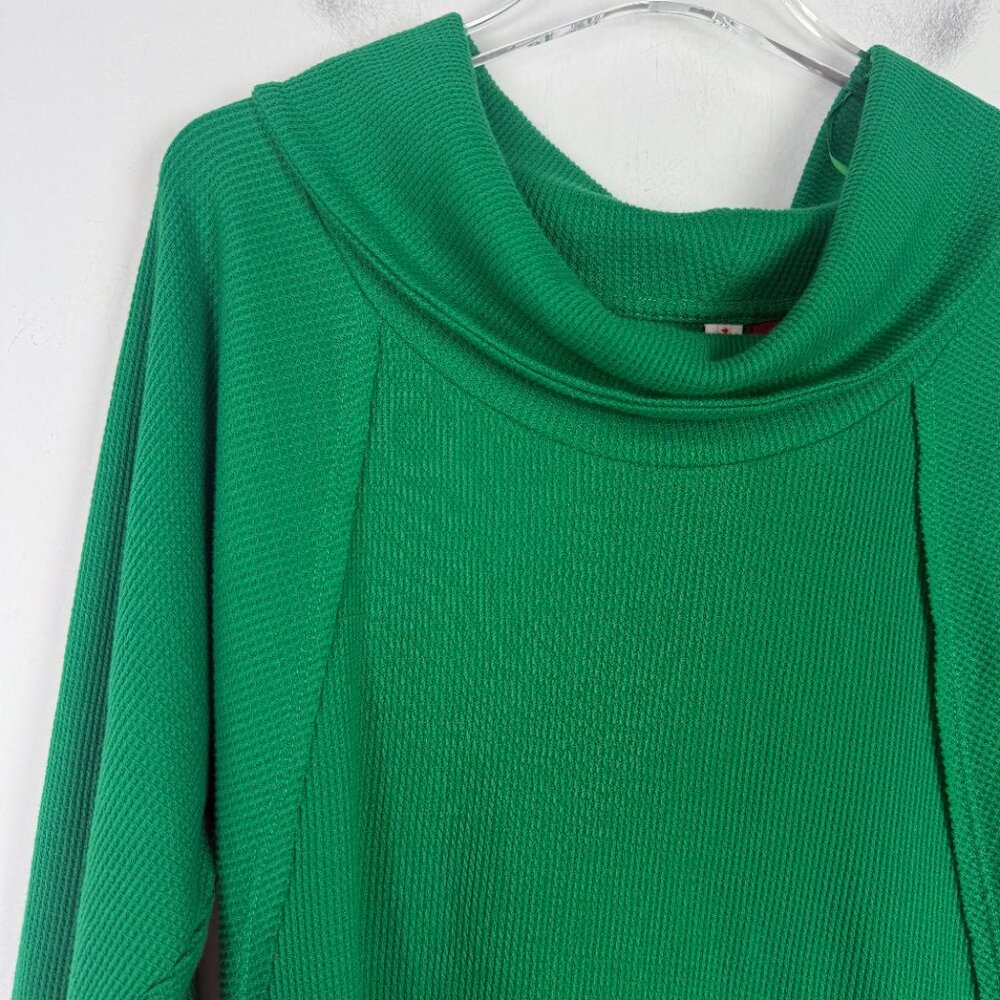 Anthropologie Pilcro Angie Mock Neck Waffle Top Green Size Small S EUC - Picture 3 of 11